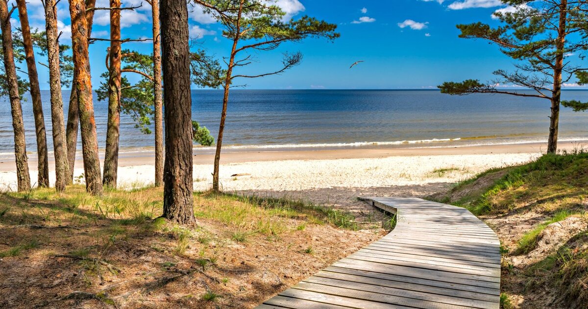 Jūrmala — Kiefernwald trifft auf weißen Quarzsand der Ostsee, 25 km von Riga.
